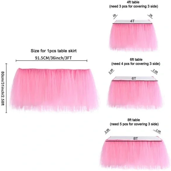 Pink tutu table skirt fluffy lace - Picture 4 of 5